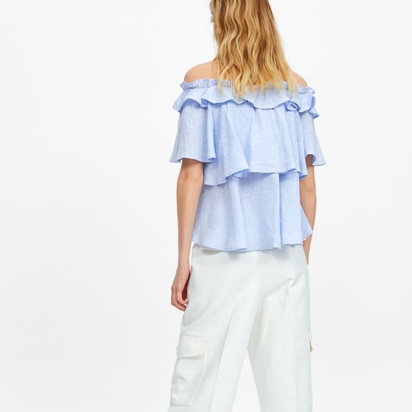 Zara NWOT Ruffled Off The Shoulder Top - Picture 4 of 8
